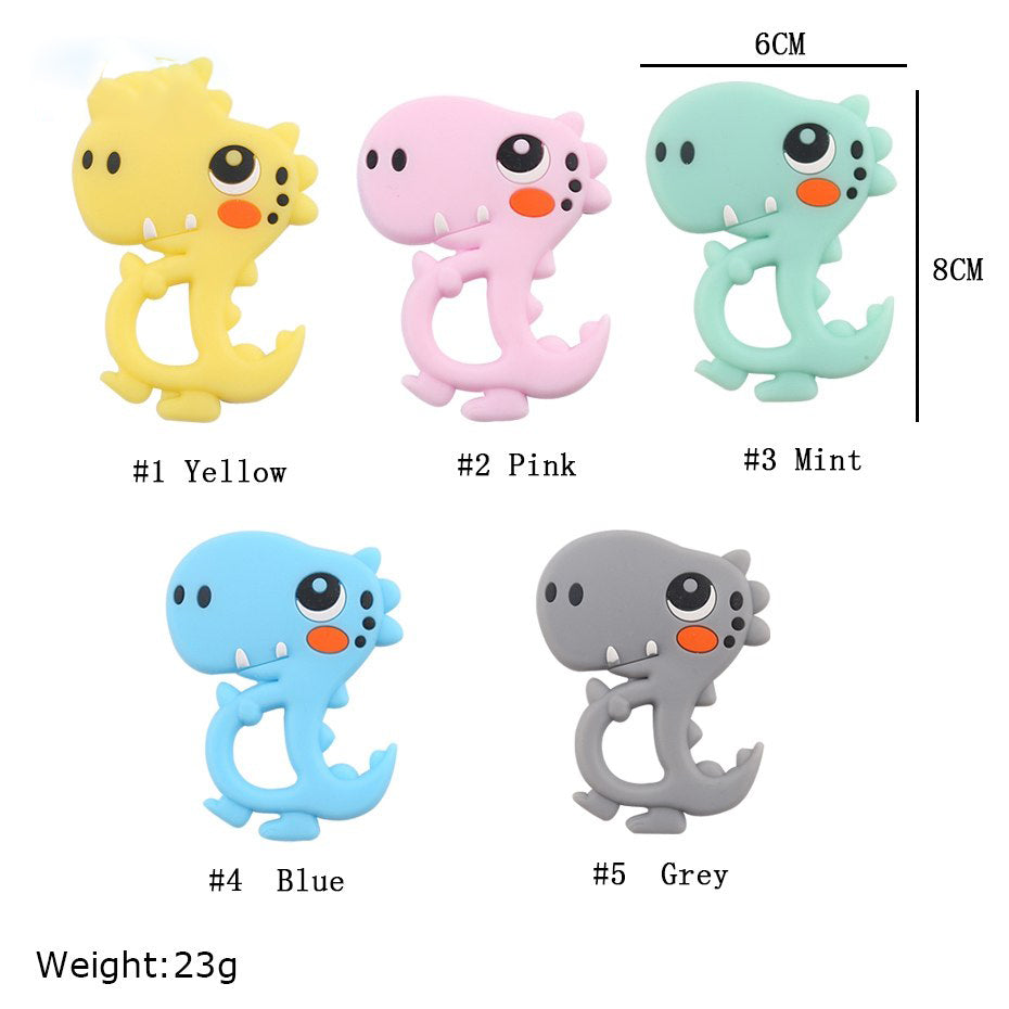 1pc Silicone Teether Food Grade Dinosaur Rattle Baby Teething Pendant DIY Pacifier Clipt Accessories Baby Nursing Gitfs