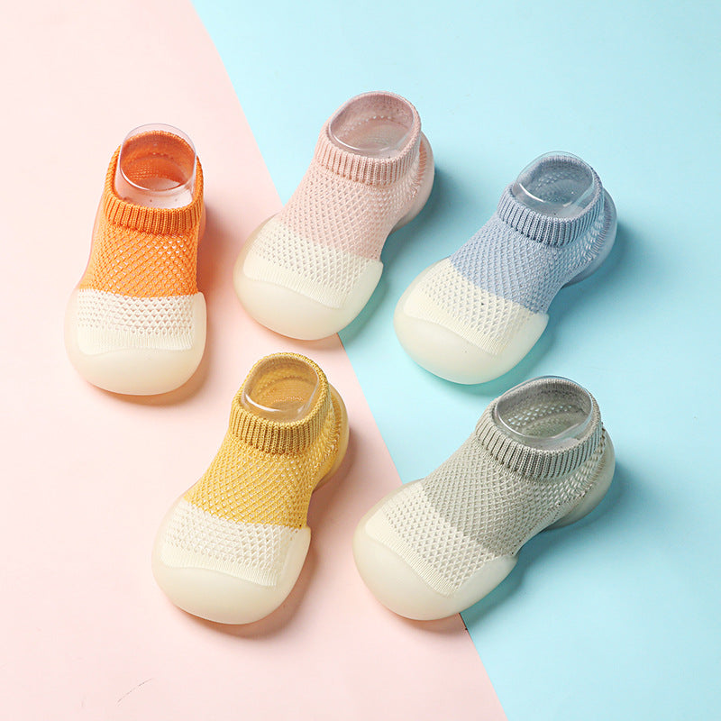 Walking Shoes Breathable Baby Summer Children Soft Bottom Non-Slip Floor Hole Shoes And Socks Ice Silk Shoes And Socks Thin Mesh Shoes