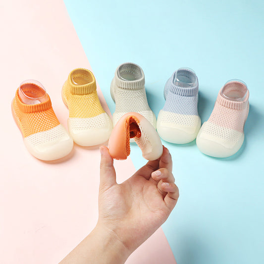 Walking Shoes Breathable Baby Summer Children Soft Bottom Non-Slip Floor Hole Shoes And Socks Ice Silk Shoes And Socks Thin Mesh Shoes