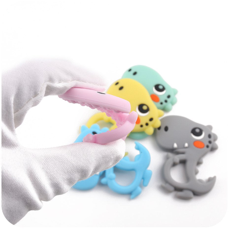 1pc Silicone Teether Food Grade Dinosaur Rattle Baby Teething Pendant DIY Pacifier Clipt Accessories Baby Nursing Gitfs