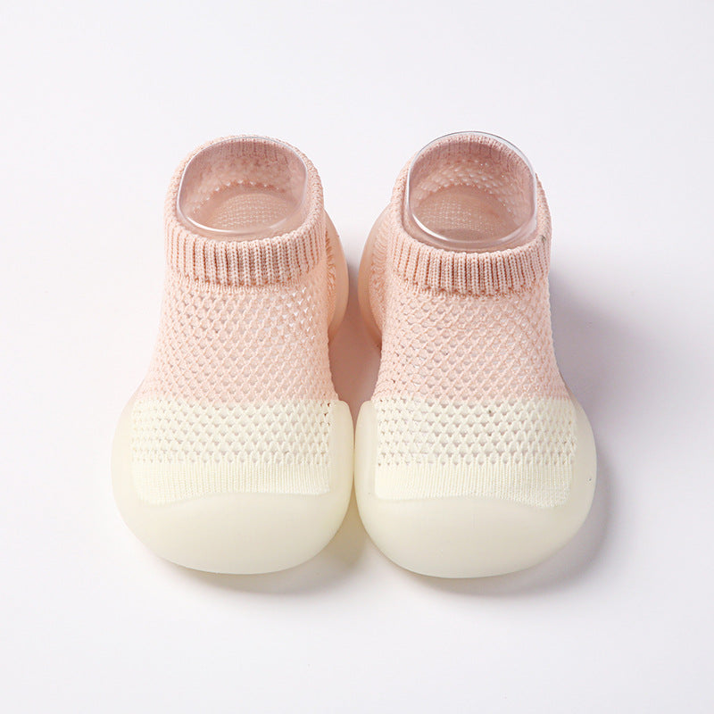 Walking Shoes Breathable Baby Summer Children Soft Bottom Non-Slip Floor Hole Shoes And Socks Ice Silk Shoes And Socks Thin Mesh Shoes