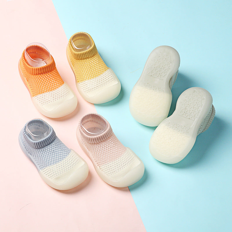 Walking Shoes Breathable Baby Summer Children Soft Bottom Non-Slip Floor Hole Shoes And Socks Ice Silk Shoes And Socks Thin Mesh Shoes