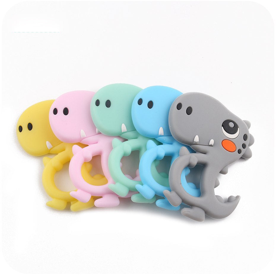 1pc Silicone Teether Food Grade Dinosaur Rattle Baby Teething Pendant DIY Pacifier Clipt Accessories Baby Nursing Gitfs