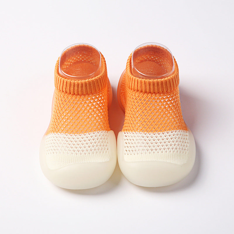 Walking Shoes Breathable Baby Summer Children Soft Bottom Non-Slip Floor Hole Shoes And Socks Ice Silk Shoes And Socks Thin Mesh Shoes