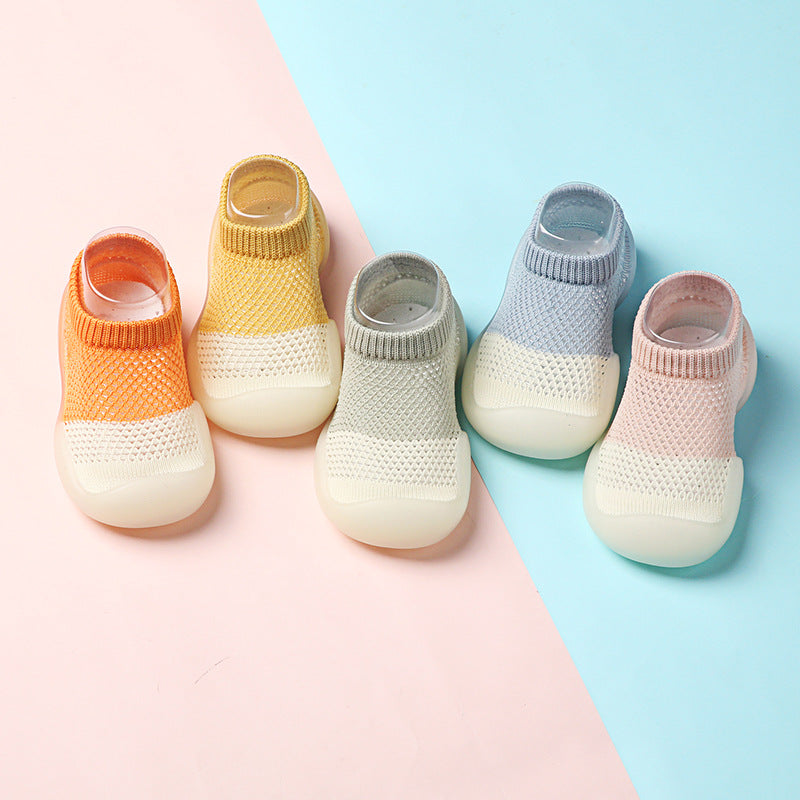 Walking Shoes Breathable Baby Summer Children Soft Bottom Non-Slip Floor Hole Shoes And Socks Ice Silk Shoes And Socks Thin Mesh Shoes